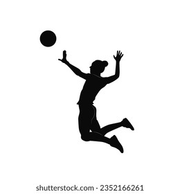 Woman voleyball silhouettes, woman with voleyball