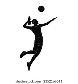 Woman voleyball silhouettes, woman with voleyball, ball