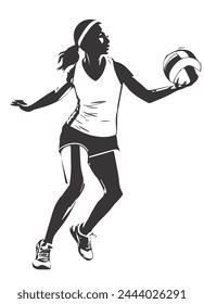 Woman voleyball silhouettes set, woman with voleyball