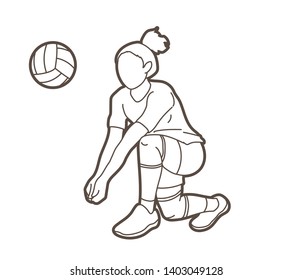 Woman volleyball player action cartoon graphic vector