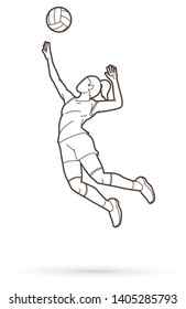 Woman volleyball player action cartoon graphic vector