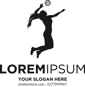  woman volleyball player silhouette logo