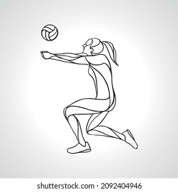 Woman volleyball player silhouette passing ball Vector eps10