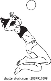 woman volleyball player vector drawing