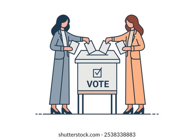 Personaje de la campaña electoral de la caja de votantes de mujer. Ilustración de política de voto de mujeres