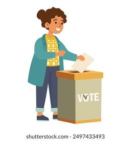 Mujer votando en las elecciones. Ilustración vectorial