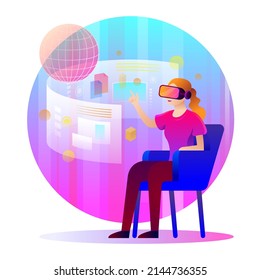 Woman with VR Headset, Metaverse Concept