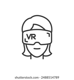 Woman with Vr line icon vector images