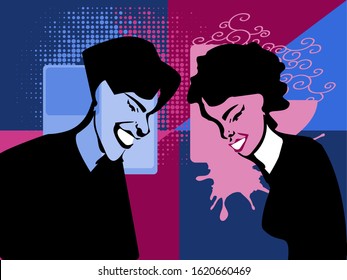 Woman VS Man.Vector for design flyer,invitation, card, poster.
