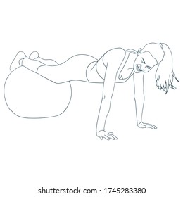 woman waering sport bra and ball outline sport vector illustration