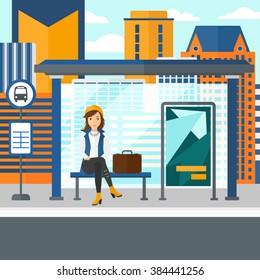 Woman waiting for bus.