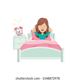 a woman wake up in the morning. character of people activity daily routine.