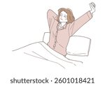  Woman waking up fresh in the morning and stretching