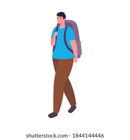 Woman walking with bag design, Stay healthy sport and outdoor activity theme Vector illustration
