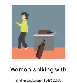 Woman walking with bags vector vector isolated on white background for your web and mobile app design, Woman walking with bags vector logo concept