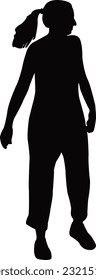 a woman walking body silhouette vector