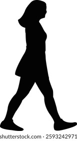 a woman walking body silhouette vector