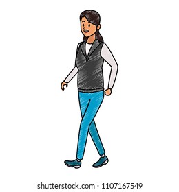Woman walking cartoon scribble