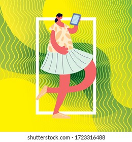 woman walking and dancing with style vector illustration design