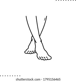 woman walking feet, tiptoe vector icon in outline