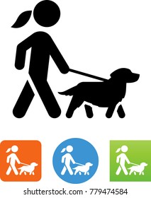 Woman Walking Golden Retriever Icon