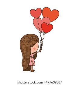 woman walking with heart shaped balloons