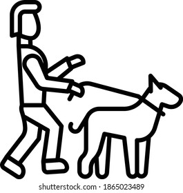 woman walking her dog Concept Vector Icon Design, Winter Fall activities Symbol on white background, Cold Weather Sign, Wild Season Elements,