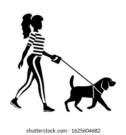 Woman Walking Dog Silhouette Images, Stock Photos & Vectors | Shutterstock