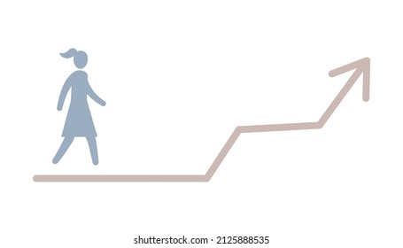 Woman walking on arrow illustration