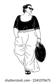 woman walking shopping
free time art hand drawn illustration