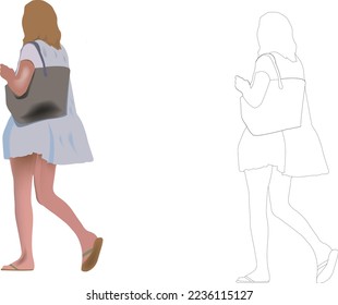 Woman walking with shoulder bag