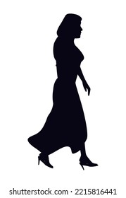 woman walking silhouette style character