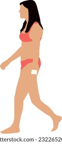 Woman Walking Swimsuit 5 Vector Illustration