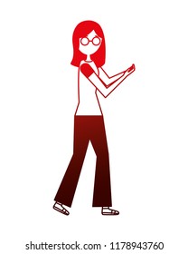woman walking using smartphone device