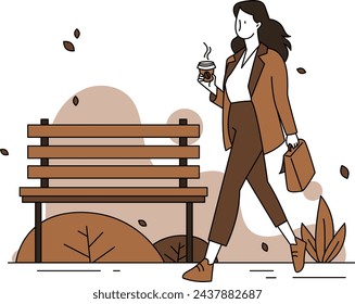 Woman walking while carrying coffee