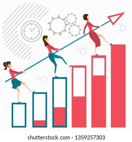 woman walks the career ladder vector