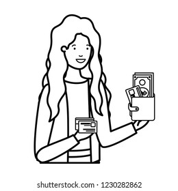 woman with wallet and credit card avatar character
