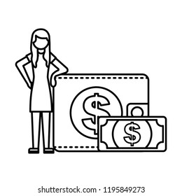 woman with wallet money banknote
