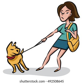 Woman Wants Her Dog Go One Stock Vector (Royalty Free) 492508645 ...