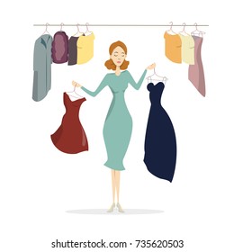 Woman Wardrobe Trying Choose Right Outfit Stock Vector (Royalty Free ...