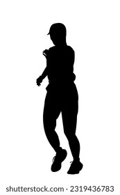 woman warming up run runner, silhouette vector, isolated on white
