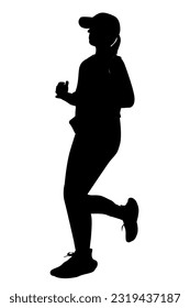 woman warming up run runner, silhouette vector, isolated on white
