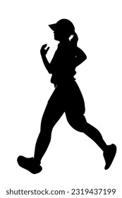 woman warming up run runner, silhouette vector, isolated on white
