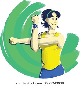 Woman Warming Up and Stretching as Activity Exercise Illustration