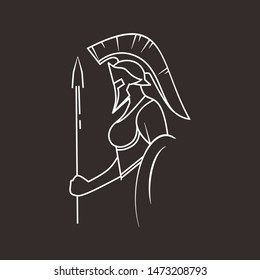 woman warrior logo silhouette line 