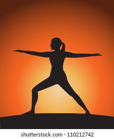 Woman in warrior pose. Vector