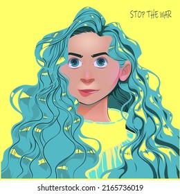 woman Warrior. Ukrainian. Vector illustration about the conflict in Ukraine