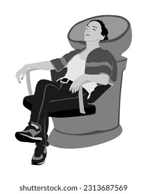 Woman washes hair in beauty salon vector illustration isolated. Hairstylist washing clients hair chair. Hairdresser wash lady head. Barber treatment girl had barbershop. Cosmetic style hygiene care. 