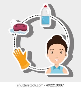 woman washing clothes hang gloves