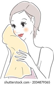 Woman washing face person vector illustration